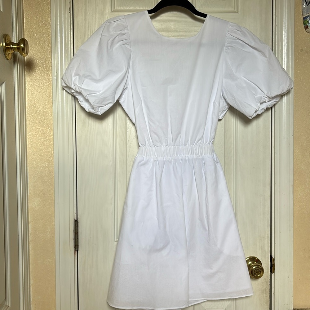 English Factory puff-sleeve white mini NWT